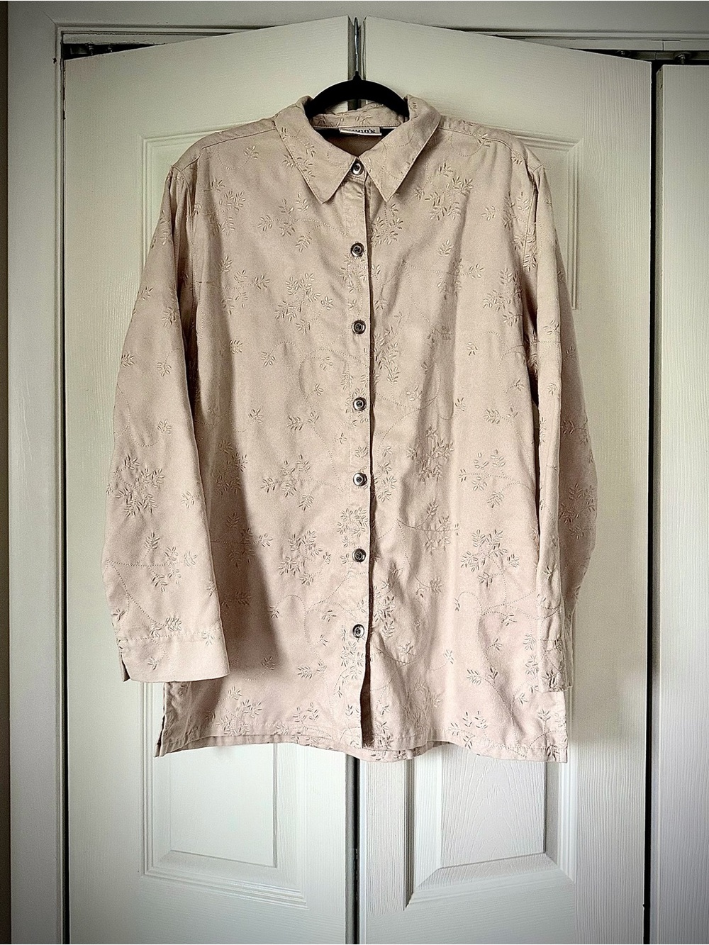 Chico's Cream Embroidered Button Shirt